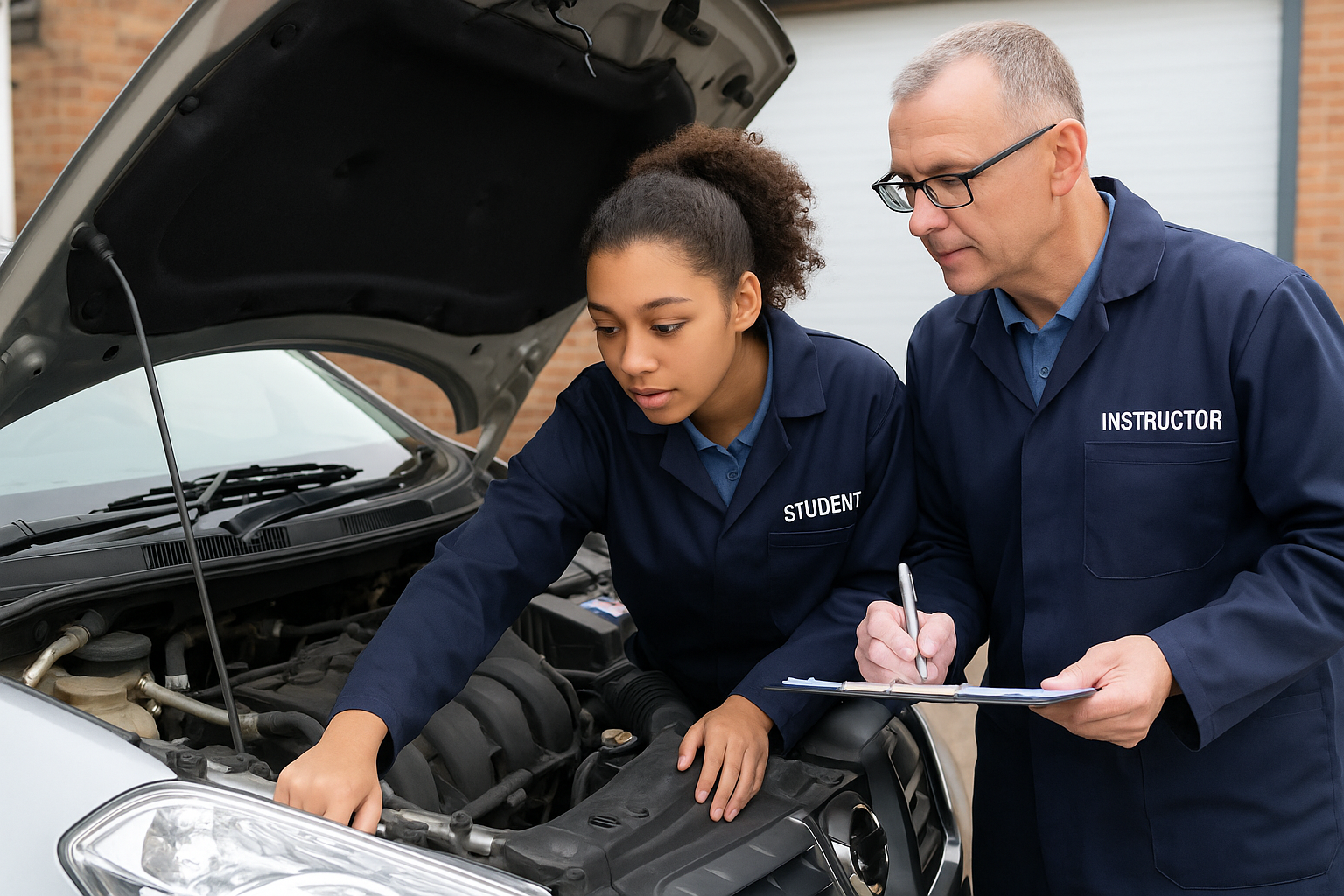 CDL training timeline – student performing pre-trip inspection at Road Master Truck Driving Academy
